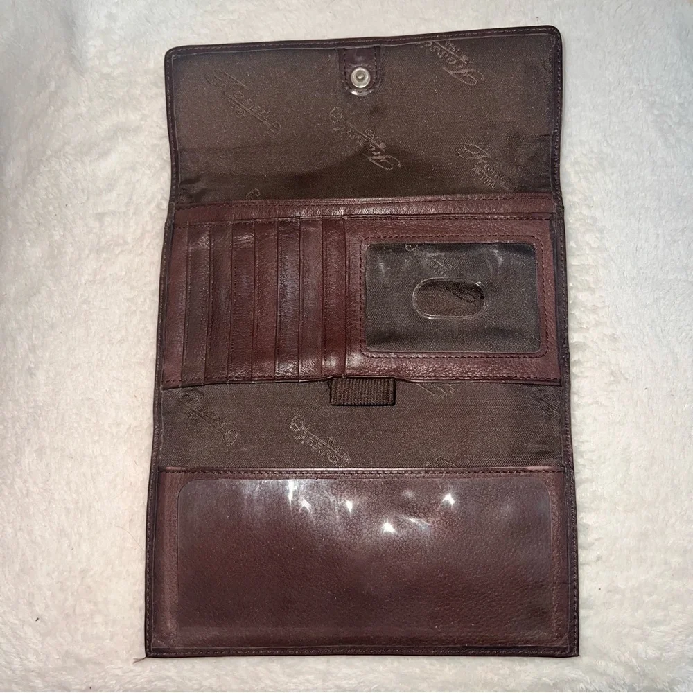 Vintage Fossil Wallet checkbook cover, brown with silver, preowned
